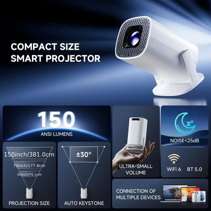 P30PRO Mini Portable 4K LED Projector with 720P Resolution, Ideal for Office, Home, and Holiday Use, Enhanced Fast Focus HY300